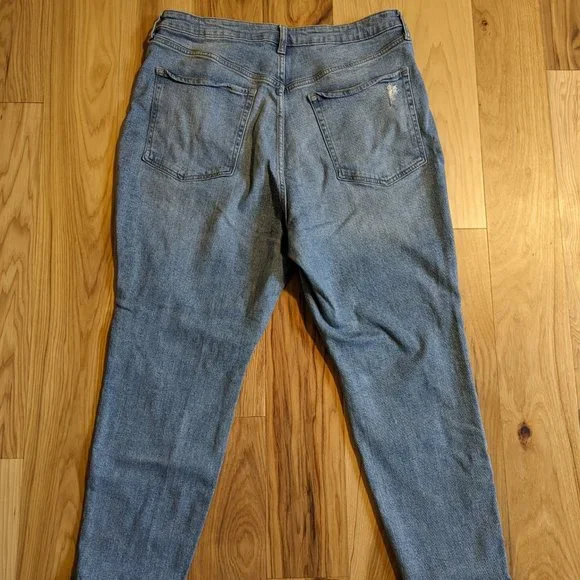 Old Navy High-Rise O.G Straight Leg Ankle Jeans Curvy Distressed Blue, 18 Petite - Picture 8 of 9
